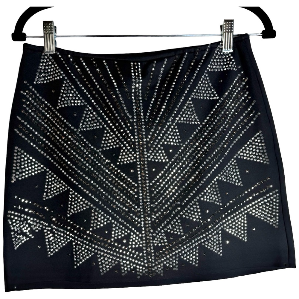 Bebe - Black Mini Skirt with Silver Studs